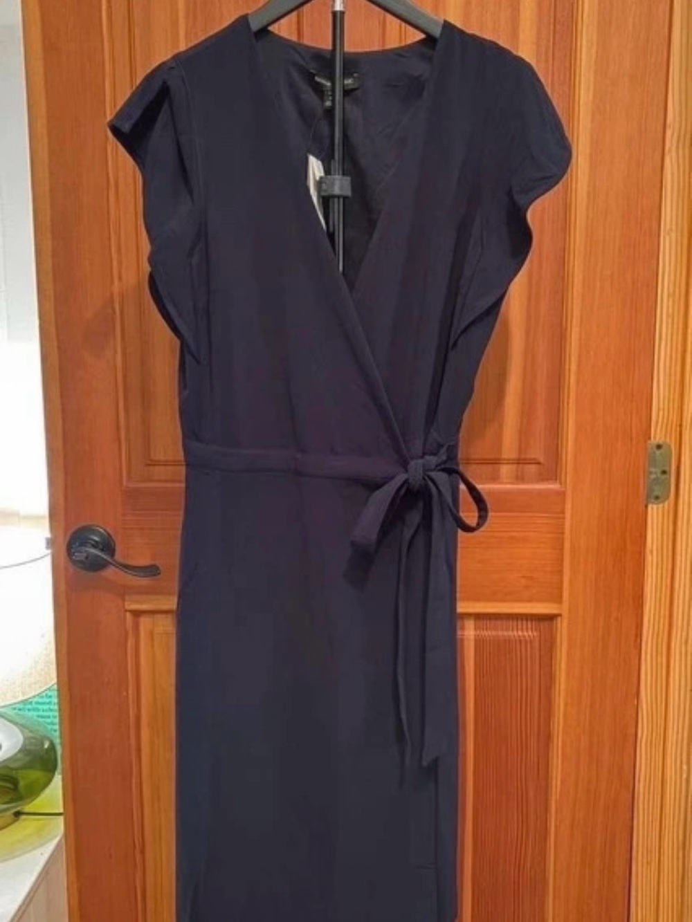 Banana Republic Navy Wrap Midi Dress with Tie Waist